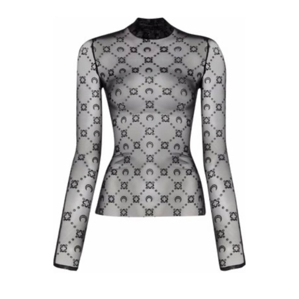 Marine serre mesh flocked top